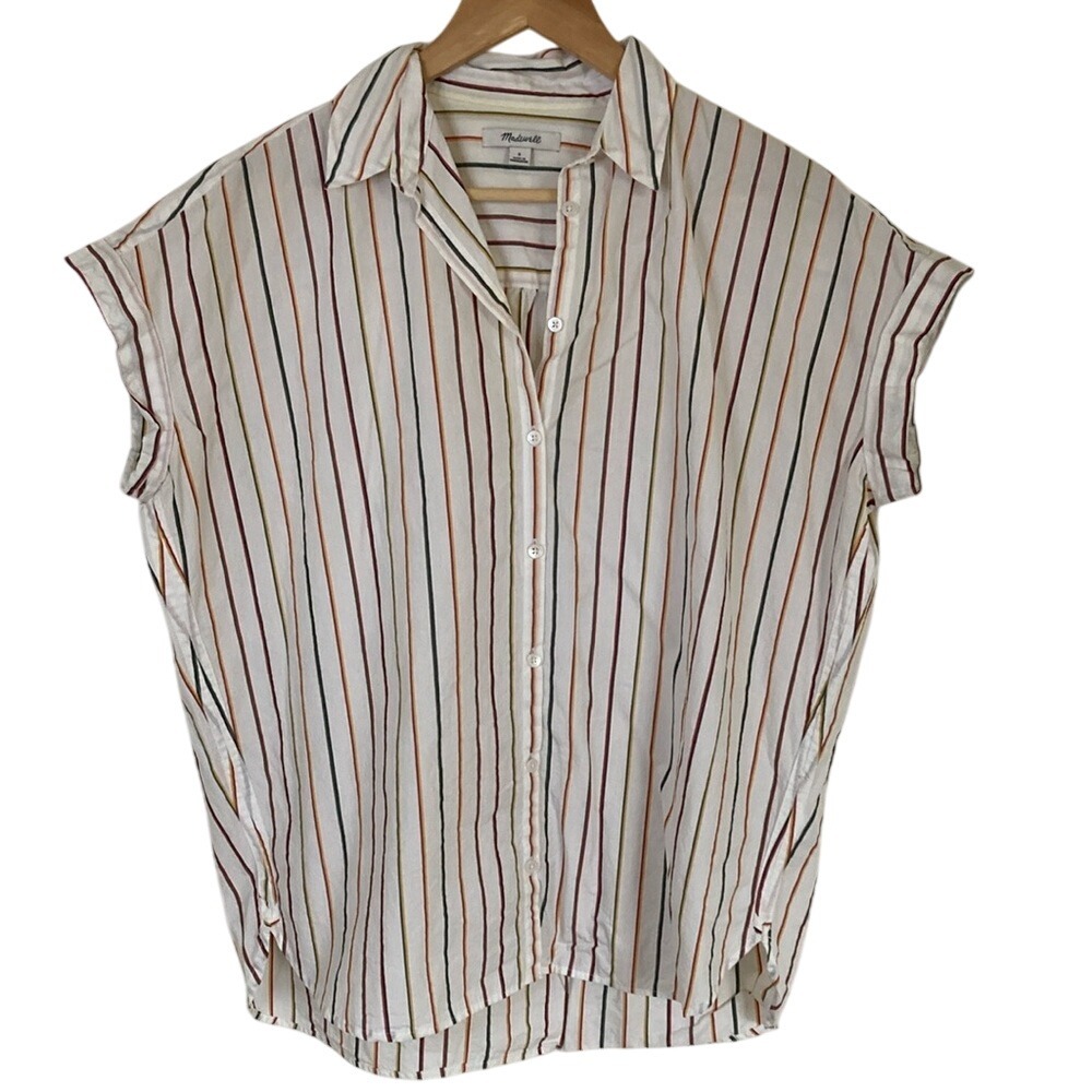 Madewell Womens Central Sadie Stripe Button-Up Shirt Size Small Oversized Cotton